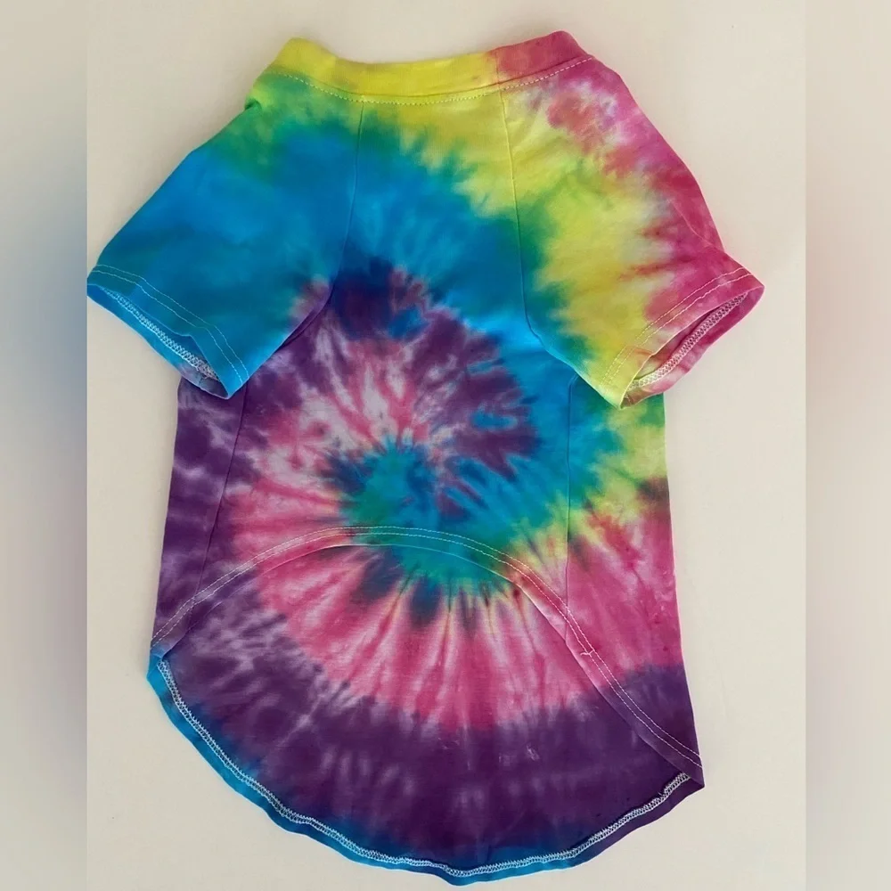 Pet Tee Medium Tie Dye Dog Shirt Color Splash ArtMinds Fun Styling Vibes Bright